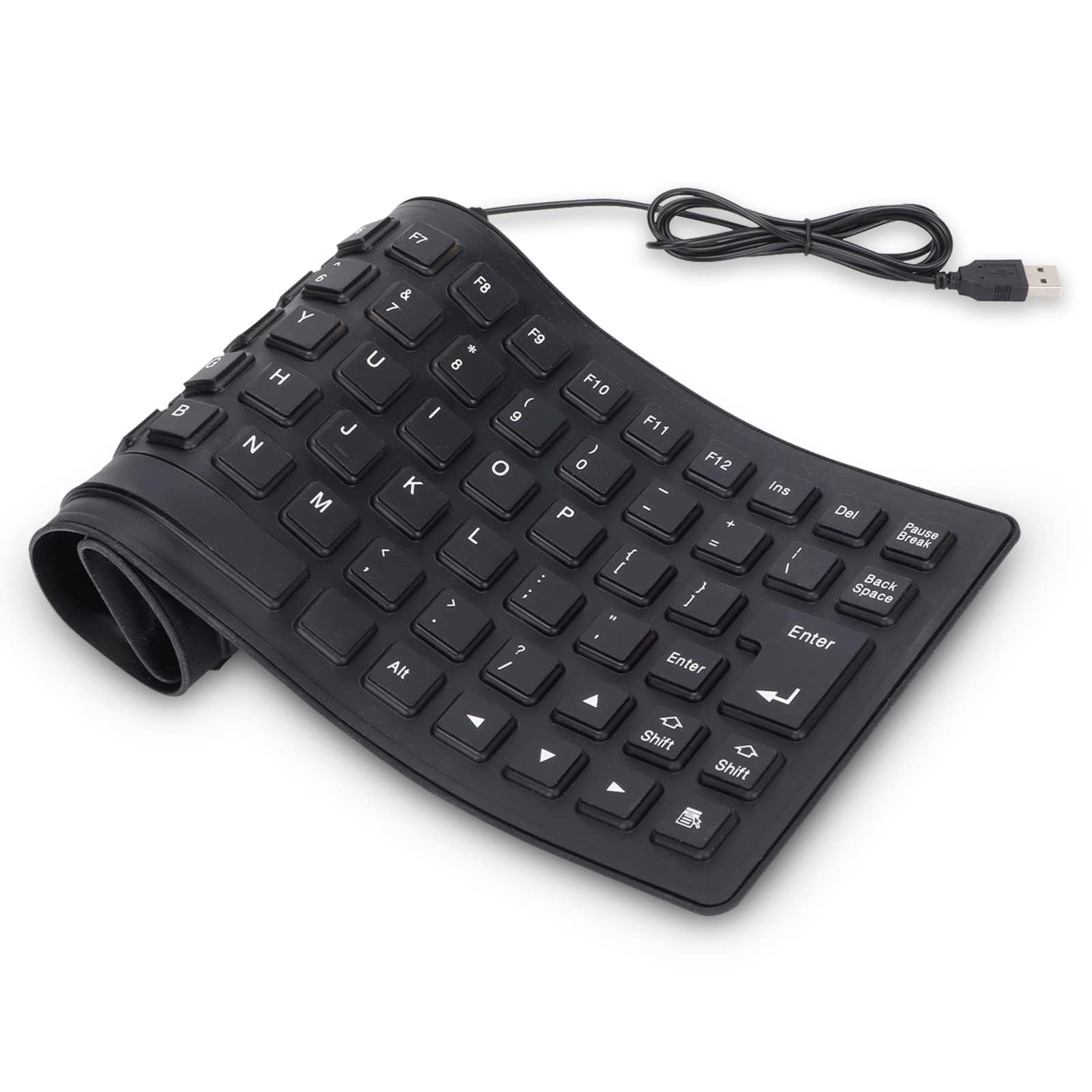 85 Keys Wired Keyboard, 34.5 x 13.5 cm English Silicone Keyboard USB Rolling Silent and Waterproof Foldable Dustproof Ergonomic Keyboard with 1.3 m Cable for PC Laptop