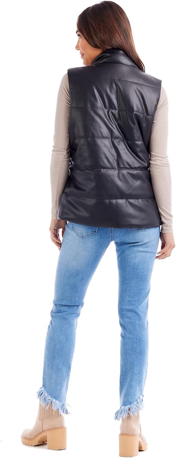 Mud Pie womens Mud Pie Women's Boyd Faux Leather Vest - Image 3