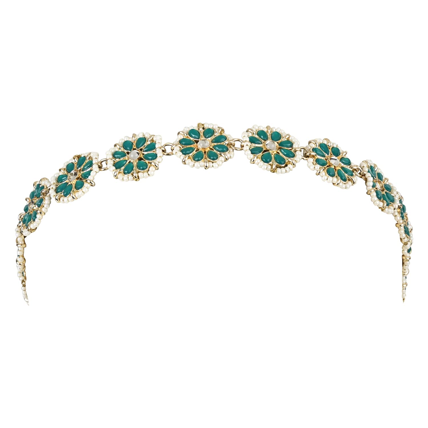 I Jewels Gold Plated Traditional Floral Kundan Pearl Studded Rajasthani Sheeshphool Matha Patti/Sheeshpatti for Women/Girls (Green) (B0BNDX8JRB) Amazon Price History, Amazon Price Tracker