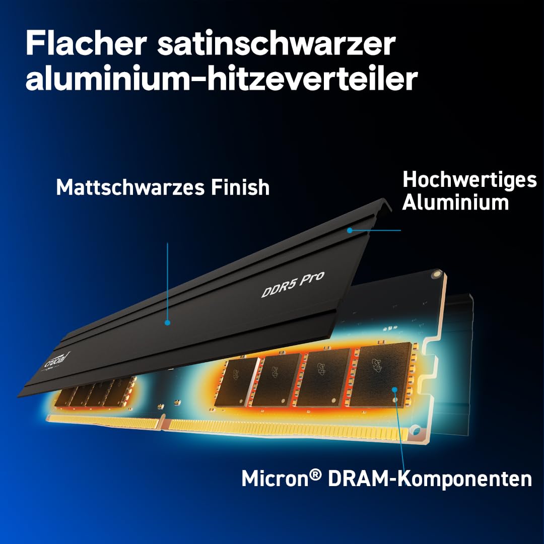 Crucial Pro DDR5 RAM 32GB Kit (2x16GB) 5600MHz, Intel XMP 3.0 / AMD Expo, PC Computer Arbeitsspeicher - CP2K16G56C46U5