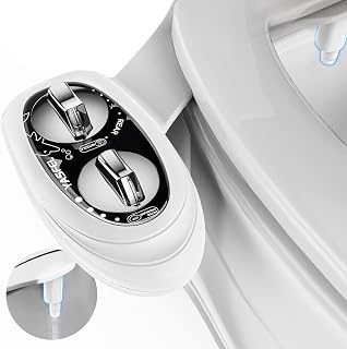 YASFEL Self-Cleaning Bidet - Fresh Water Sprayer Toilet Seat Attachment, Bidet Attachment for Toilet w/Self-Cleaning Retractable Nozzle and Easy Water Pressure Adjustment (Black White)