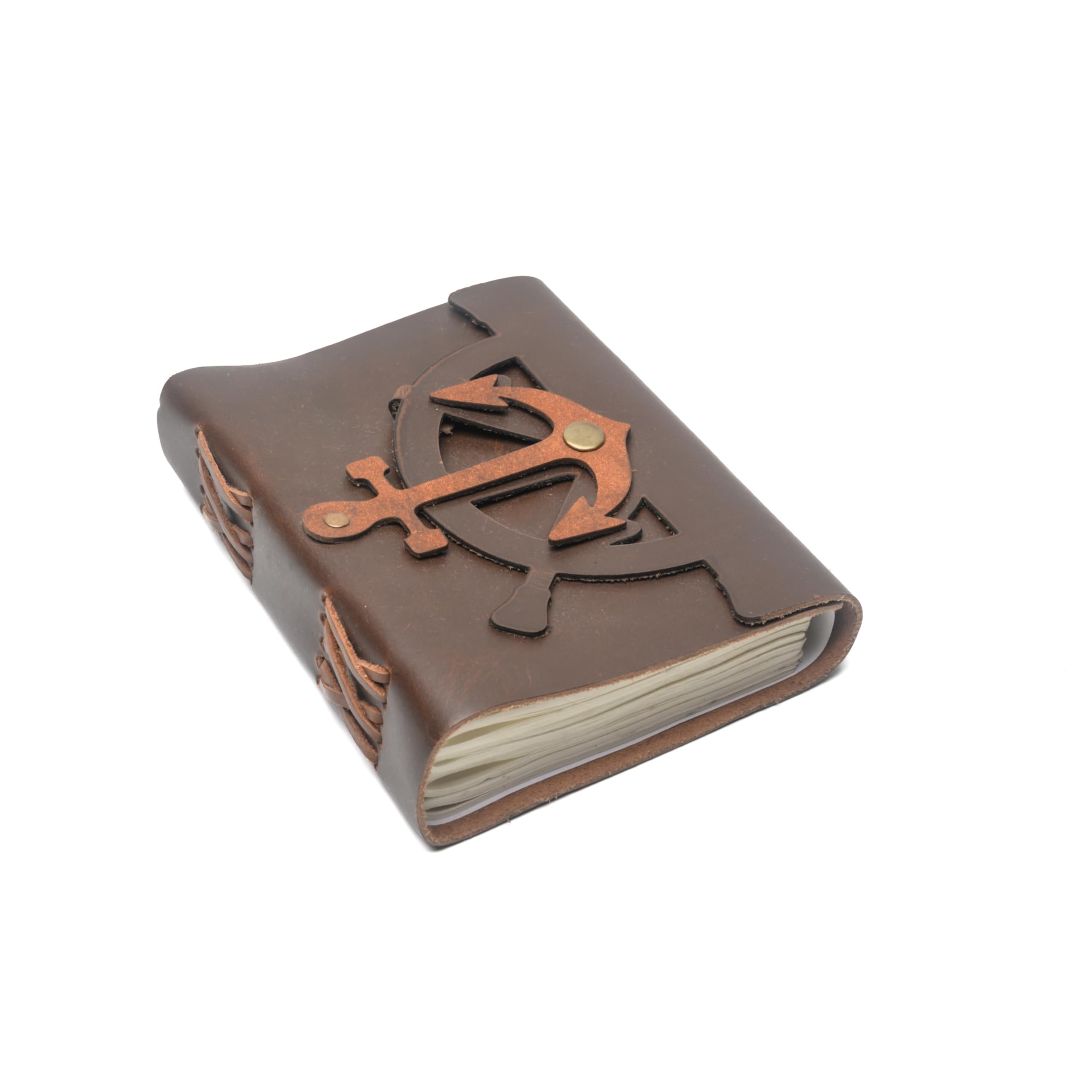 MAD MUNKEE Leather Journal 5x7 Notebook Handmade Dark Brown Vintage Writing Journal, Anchor Design, 240 Pages Travel Diary, Scrapbook, Sketchbook,