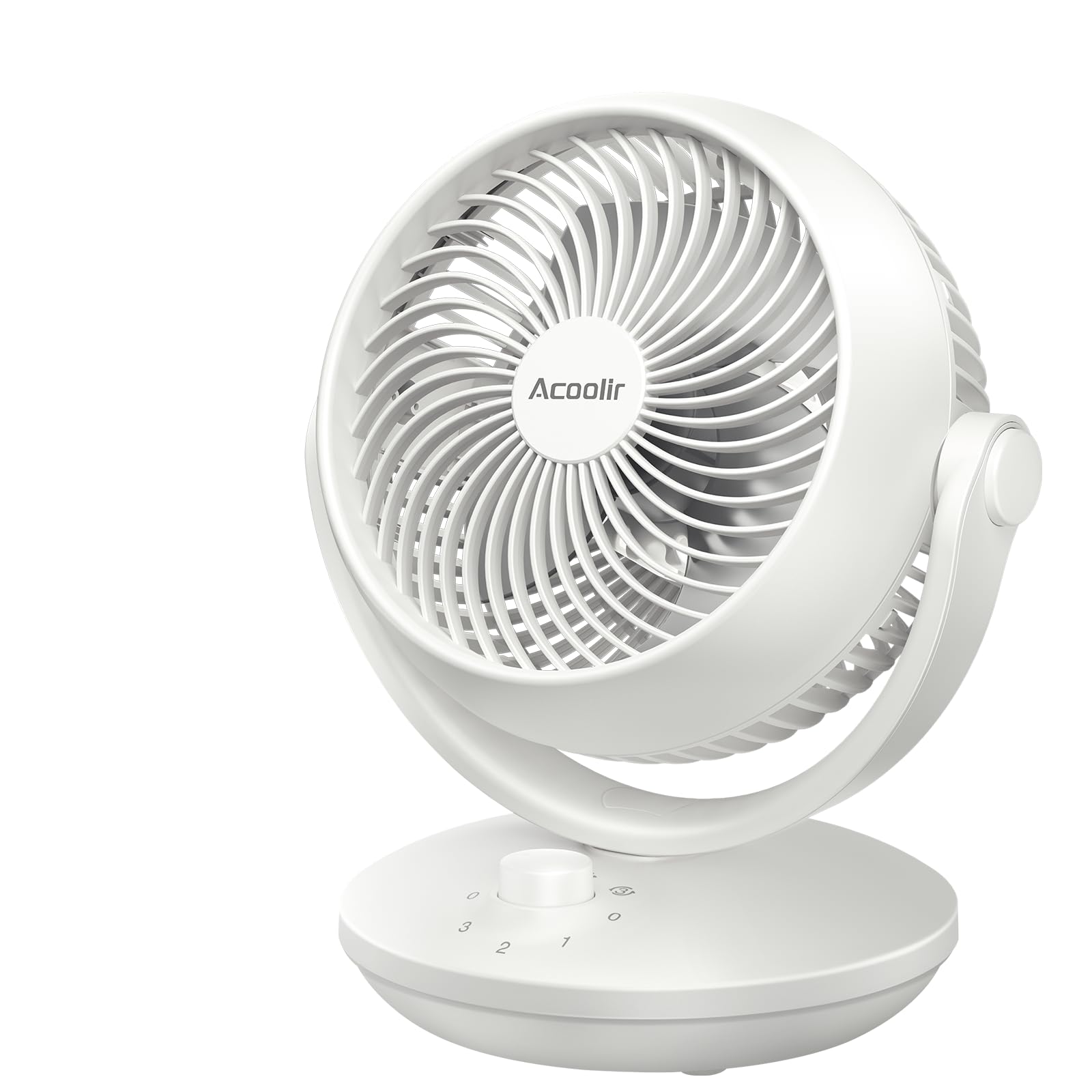 Acoolir Ventilateur de Bureau, Ventilateur Silencieux Ultra 24 dB, Double Oscillation 70° horizontale & 100° Verticale, 3 Vitesses, Petit Ventilateur de Table pour Chambre Bureau Salon, Blanc Gris