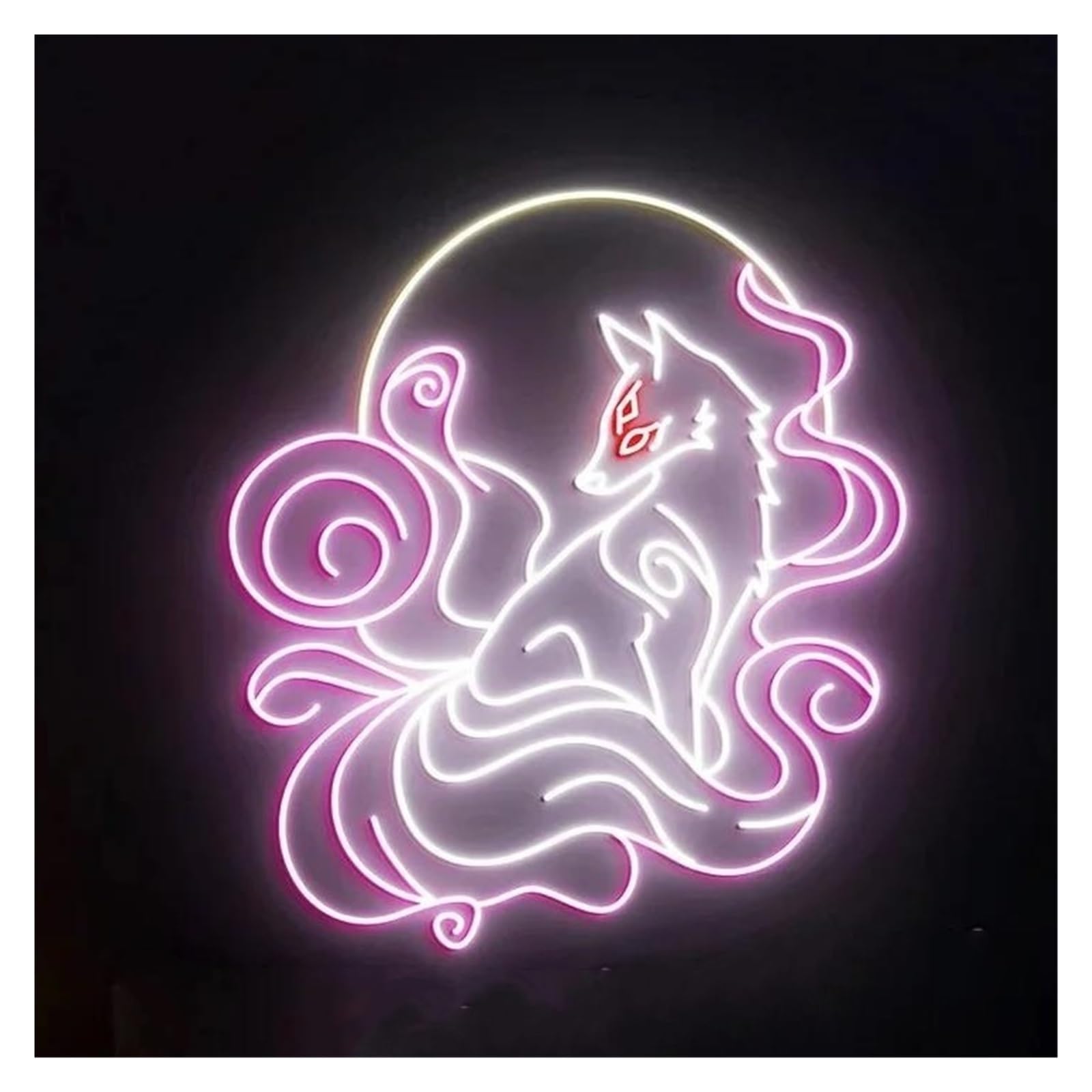 Lemst E Signs Lamp Nin Tailed Fox Neon Sign Light Dimmabl Usb Powered For Party Kids Bedroom Banquets Bar Fox Wall Art Decor 40Cmx36cm(E)