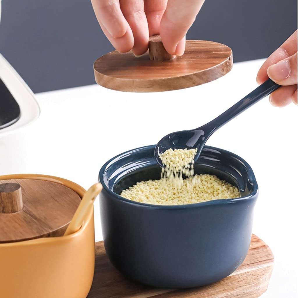 Barattolo per spezie Materiale Scatola Cucina Casalinghi Combinazione Set Barattolo per condimenti Barattolo per Zucchero e Sale in Ceramica Scatola per,C