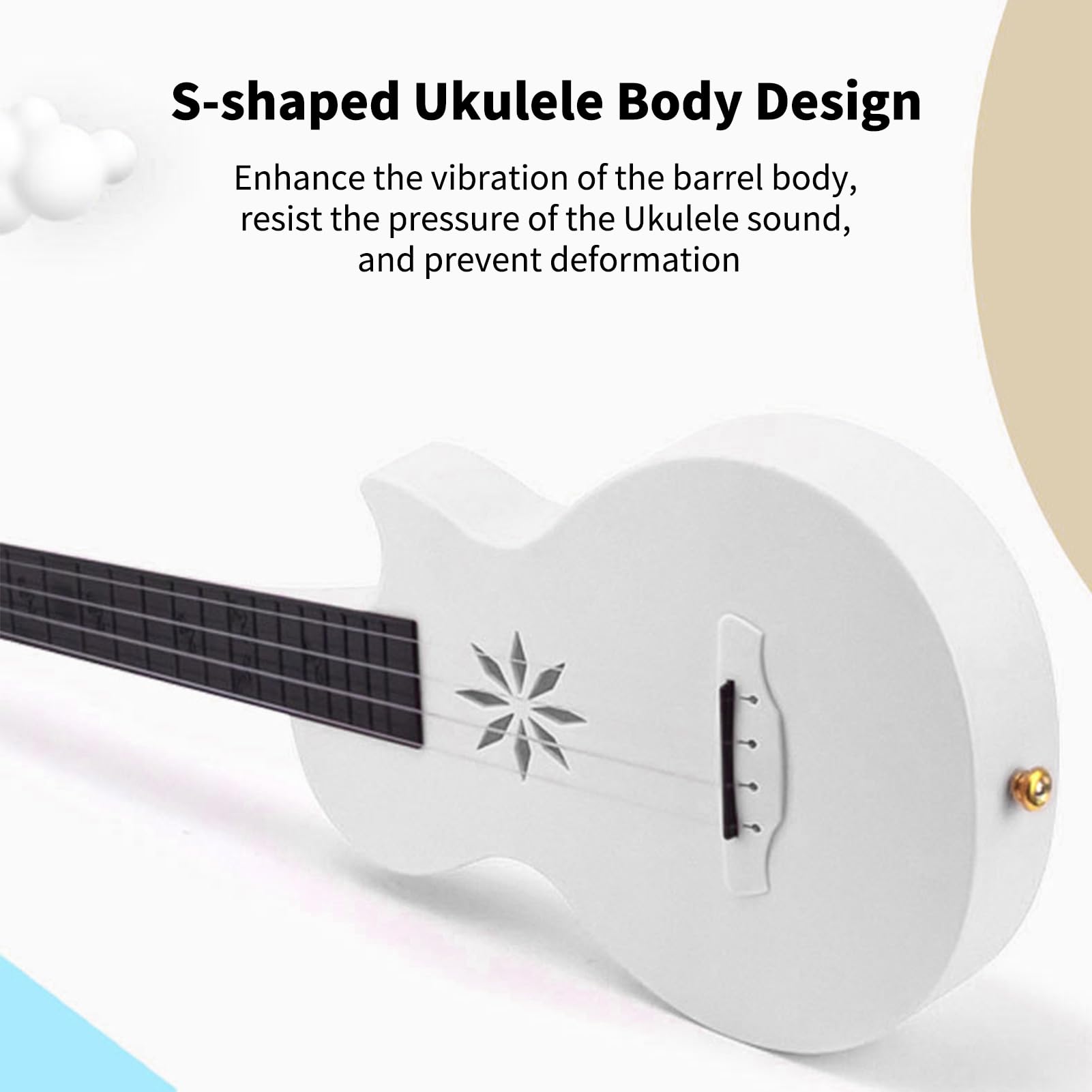 Kit Ukulele da 25 Pollici, Ukulele Portatile in Fibra di Carbonio con Borsa per il Trasporto per Principianti Adulti Adolescenti Strumento a Corda Professionale (WHITE)