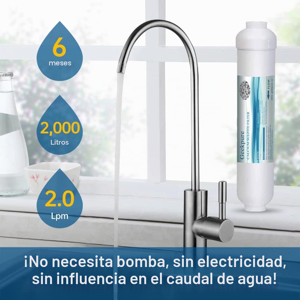 Geekpure Inline Under Sink Kit de Filtración de Agua Potable Sistema DIY Eliminar Cloro