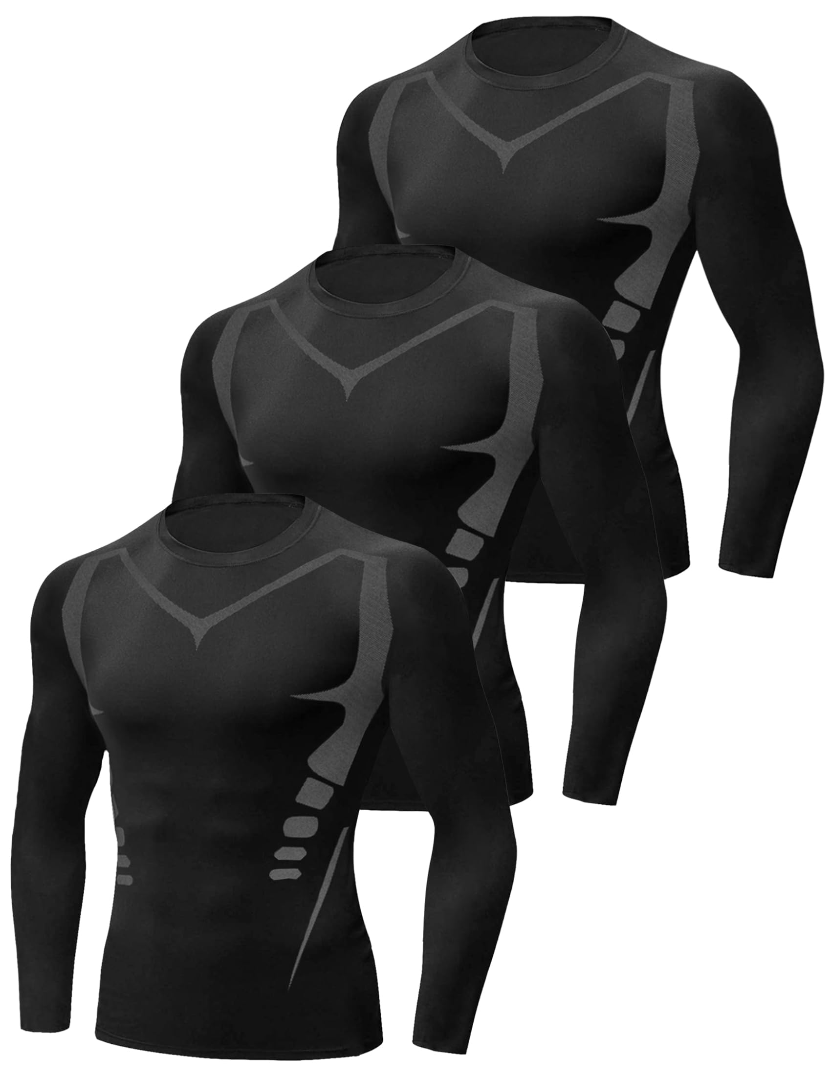 Terecey Maglia a Compressione Uomo Manica Lunga Maglia Termica Uomo Ad Asciugatura Rapida Maglie Tecnica Traspirante Maglie Sportiva Palestra T-Shirt M-3XL