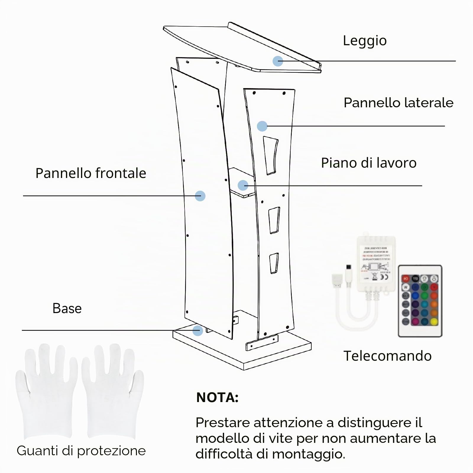 Afitdon Podio Acrilico, Trasparente in Acrilico con ripiano di Memoria, pulpito della Chiesa con Luce a LED a 15 Colori, stabilità per Chiesa, conferenza, Matrimonio, Aula (23,6 "x 16 "x 45,2")