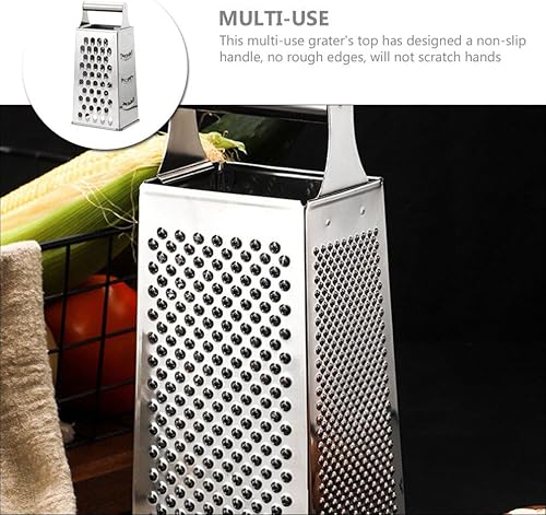 Miniatura 6 de Rebanador de queso de acero inoxidable, rallador de 4 caras, rallador de queso de 4 caras, rebanador de verduras, triturador de frutas con mango de