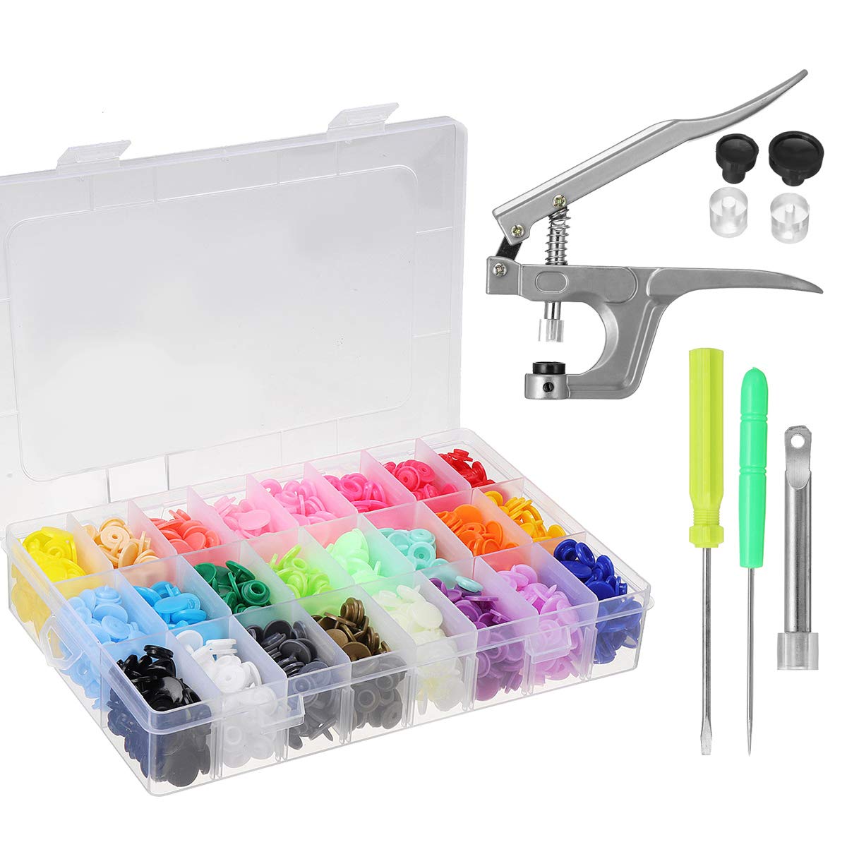 ExcLent 360 Juegos De Sujetador De Plástico Snap Kit Snap Pliers T5 Snap Botones De Mano Herramienta