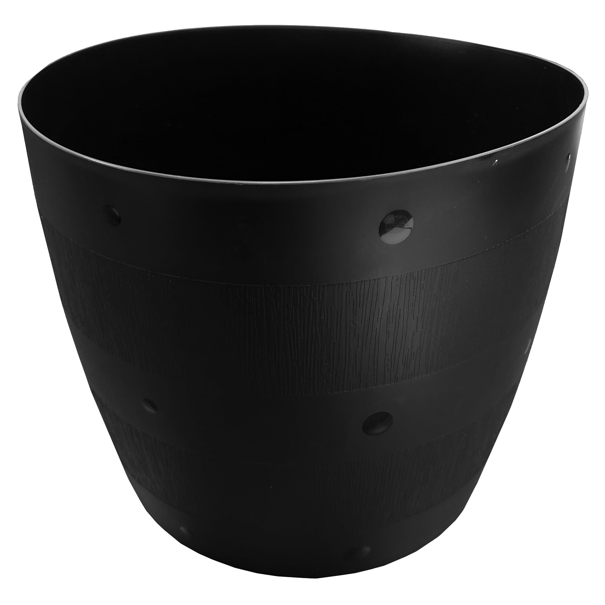 Storm Trading Group Black Round Barrel Planter Plant Pot Gardening Tub Flower Pot Outdoor Planter For Herbs, Flowers & Vegetables