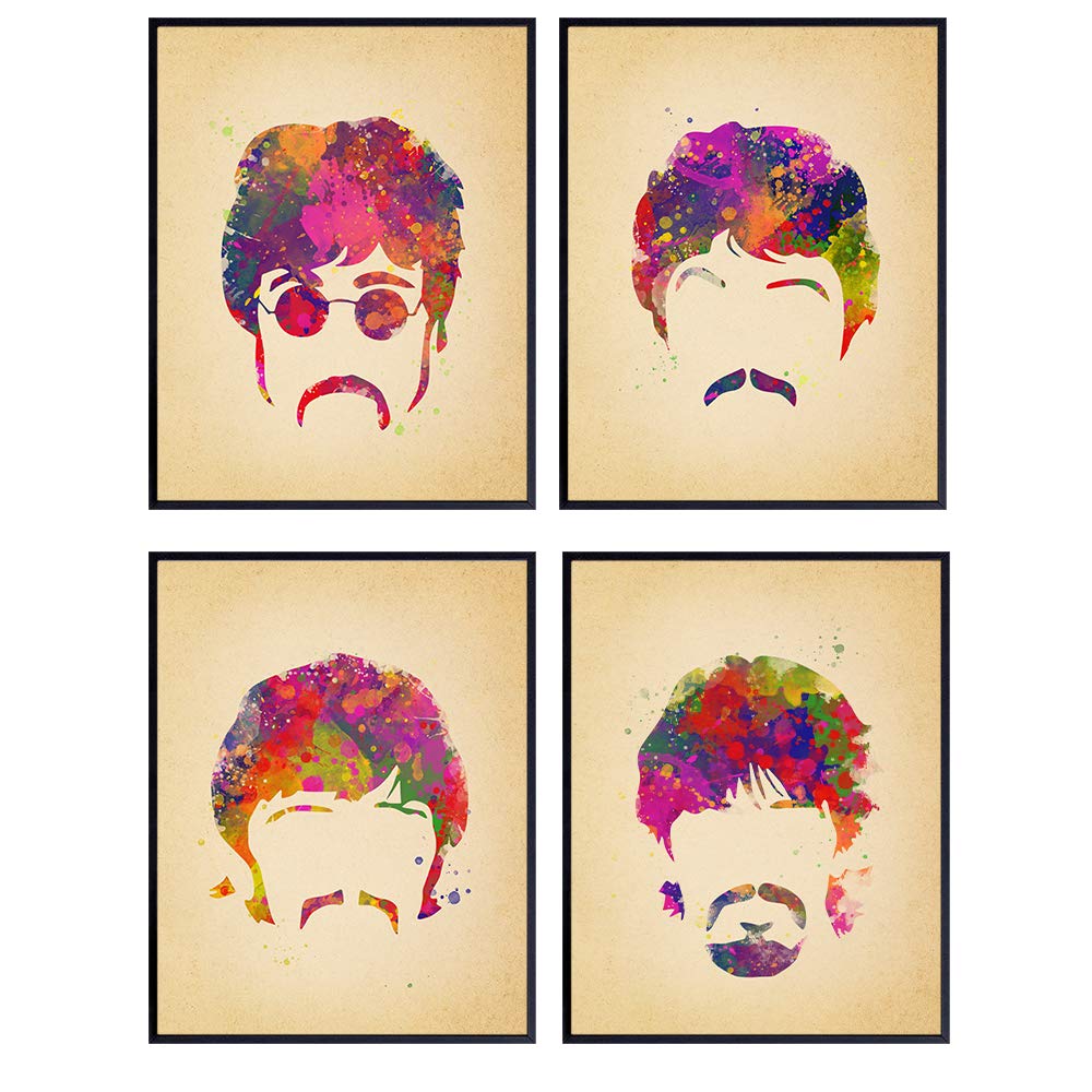 Beatles Poster Set - Gift for Paul McCartney, John Lennon, Ringo Starr, George Harrison, 60s Music Fans - Cool Wall Decor, Wall Art, Room Decor, Home Decorations for Bedroom, Living Room, Dorm