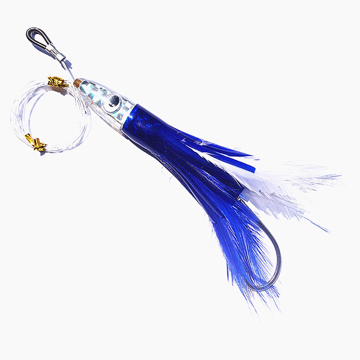 Trolling Lures Feathers 5 Colors 6 Inch Fully Rigged Tuna Teasers Squid Lures,Bullet Head