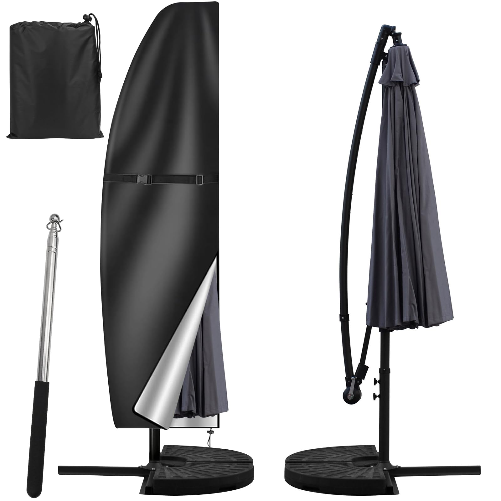Sonnenschirm Schutzhülle UV-Anti Abdeckung (265x40/70/50cm) für Ampelenschirme mit Stab 3m