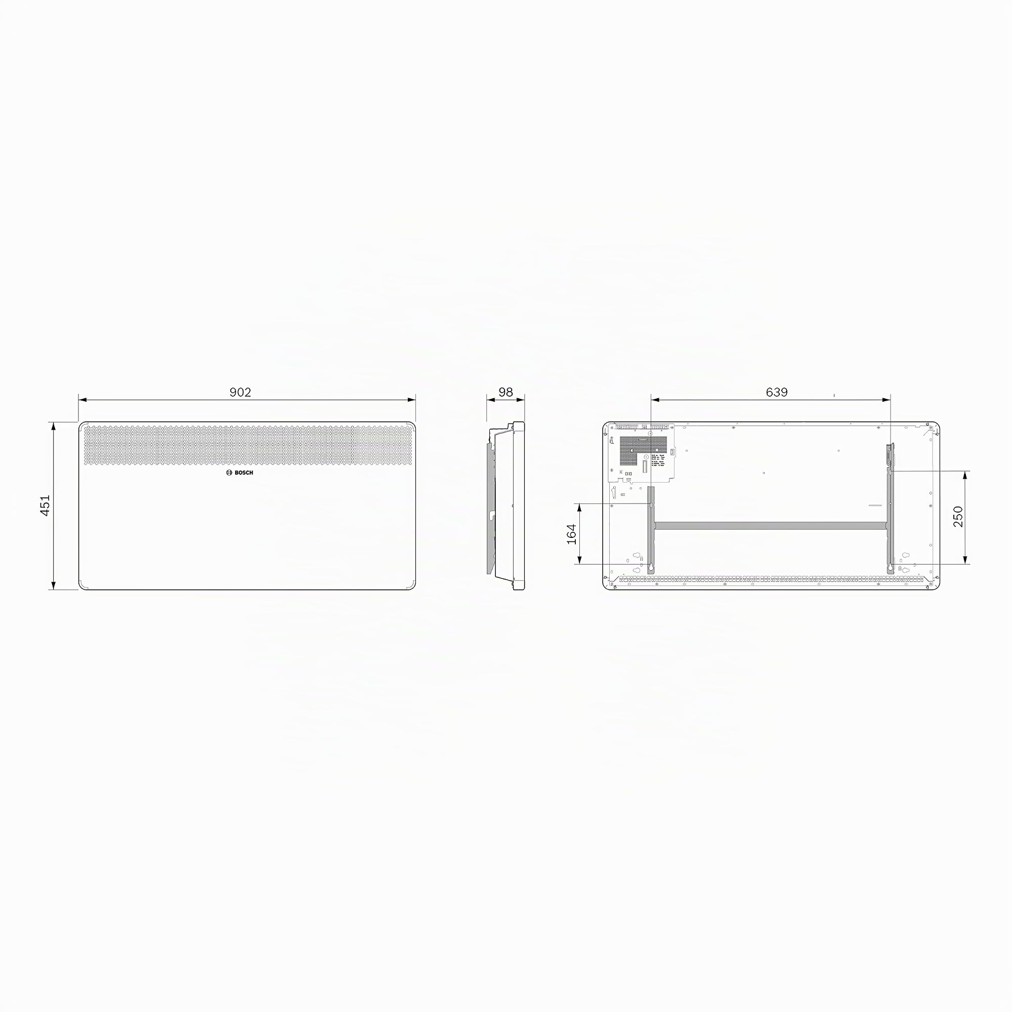 Bosch Thermotechnik Convector eléctrico Heat Convector 4000-25, para aprox. 25 m² con 2500 W, incluye regulador electrónico, indicador LED, programa semanal, 5 años de garantía del producto
