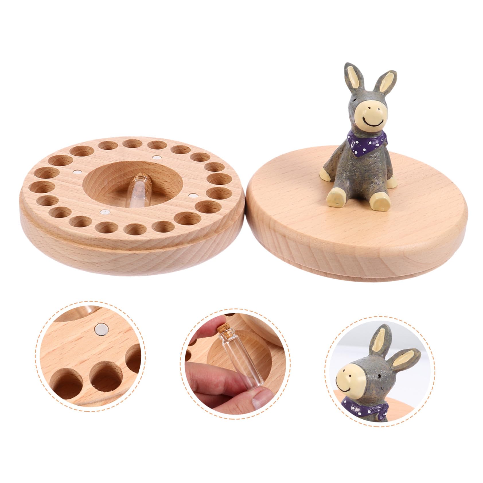 GALPADA Caja para Guardar Dientes de Leche de Niña Madera de Haya Organizador de Recuerdos Infantiles con Espacio para Dientes Deciduos y Anotaciones Protección y de Infancia