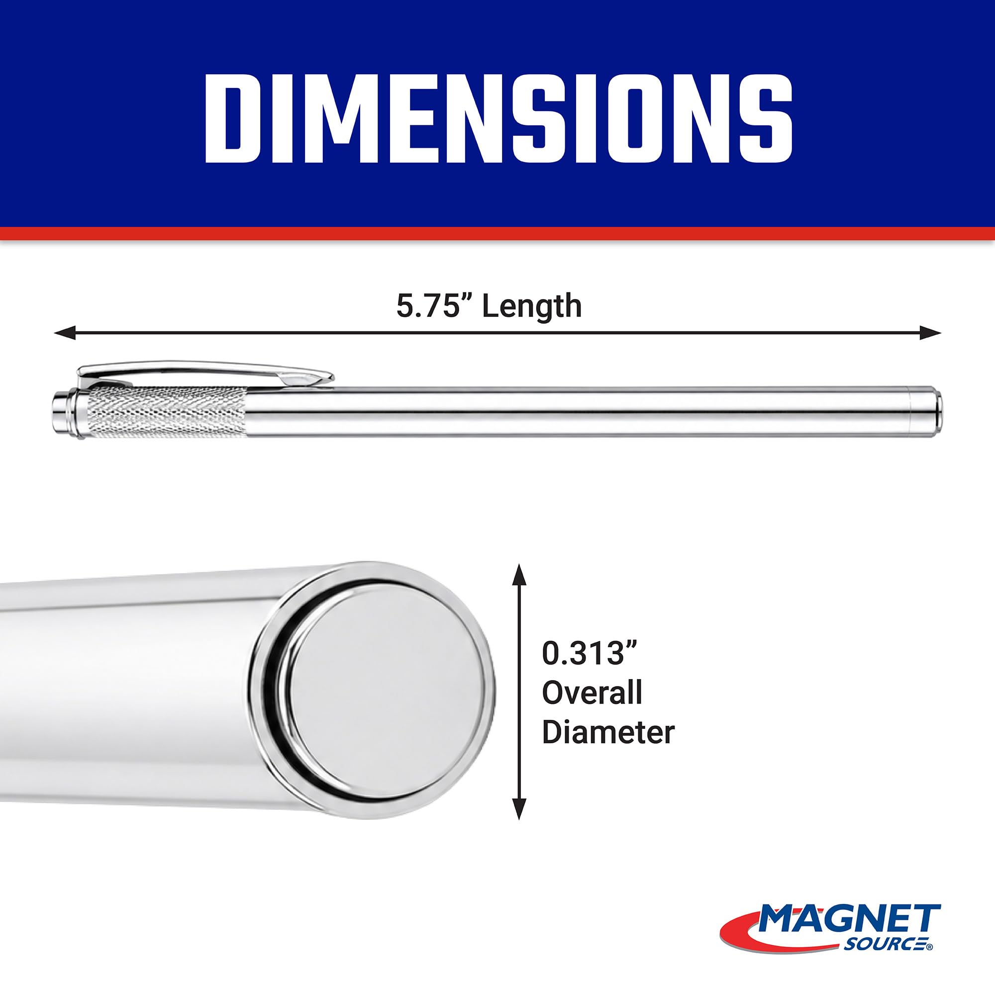 Master Magnetics Neodym-Magnet-Aufnahmewerkzeug mit Taschenclip, 14,6 cm Länge, 0,9 kg Halt, 07264