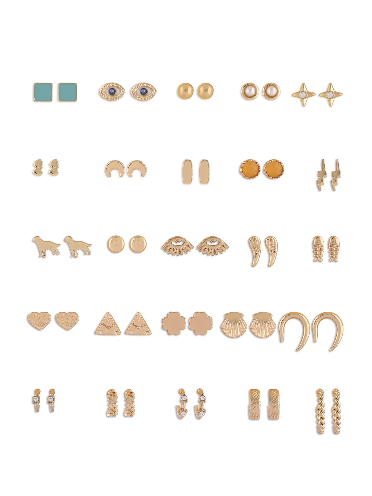 See full amazon price history chart for Zaveri Pearls Set of 25 Gold Tone Classy Contemporary Studs Drops & Semi Hoops Earring For Women-ZPFK16694 Zaveri Pearls Set of 25 Gold Tone Classy Contemporary Studs Drops & Semi Hoops Earring For Women-ZPFK16694 (B0CKZD75GF) Amazon Price History, Amazon Price Tracker