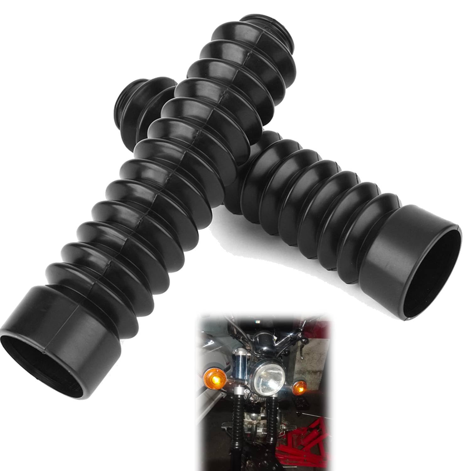 2 pezzi copri forcella moto, 205 x 52 x 37 mm nero universale moto bici copertura forcella anteriore in gomma ghette protezioni forcella parapolvere per bicicletta, moto
