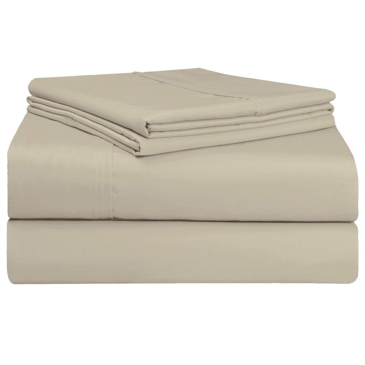 PizunaPure Combed Cotton Queen Size Bed Sheet Set Simply Taupe, 400 Thread Count Cozy Luxury 100% Long Staple Cotton Sateen Weave Bedsheets Set (1 Flat Sheet, 1 Fitted Sheet, 2 Pillowcases)
