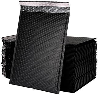 50 Sobres Acolchados con Burbujas de Polietileno para Correo, para Regalo, Autosellado, Acolchado de Burbujas, Color Negro, Y Rosa./Black/18 * 23Cm