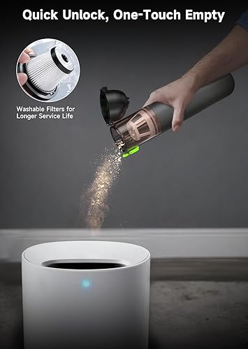 Miniatura 8 de RapAir VC28 - Aspiradora de mano 4 en 1 con potencia de succión de 20000 pa, aspiradora recargable con 3 modos de succión, aspiradora inalámbrica