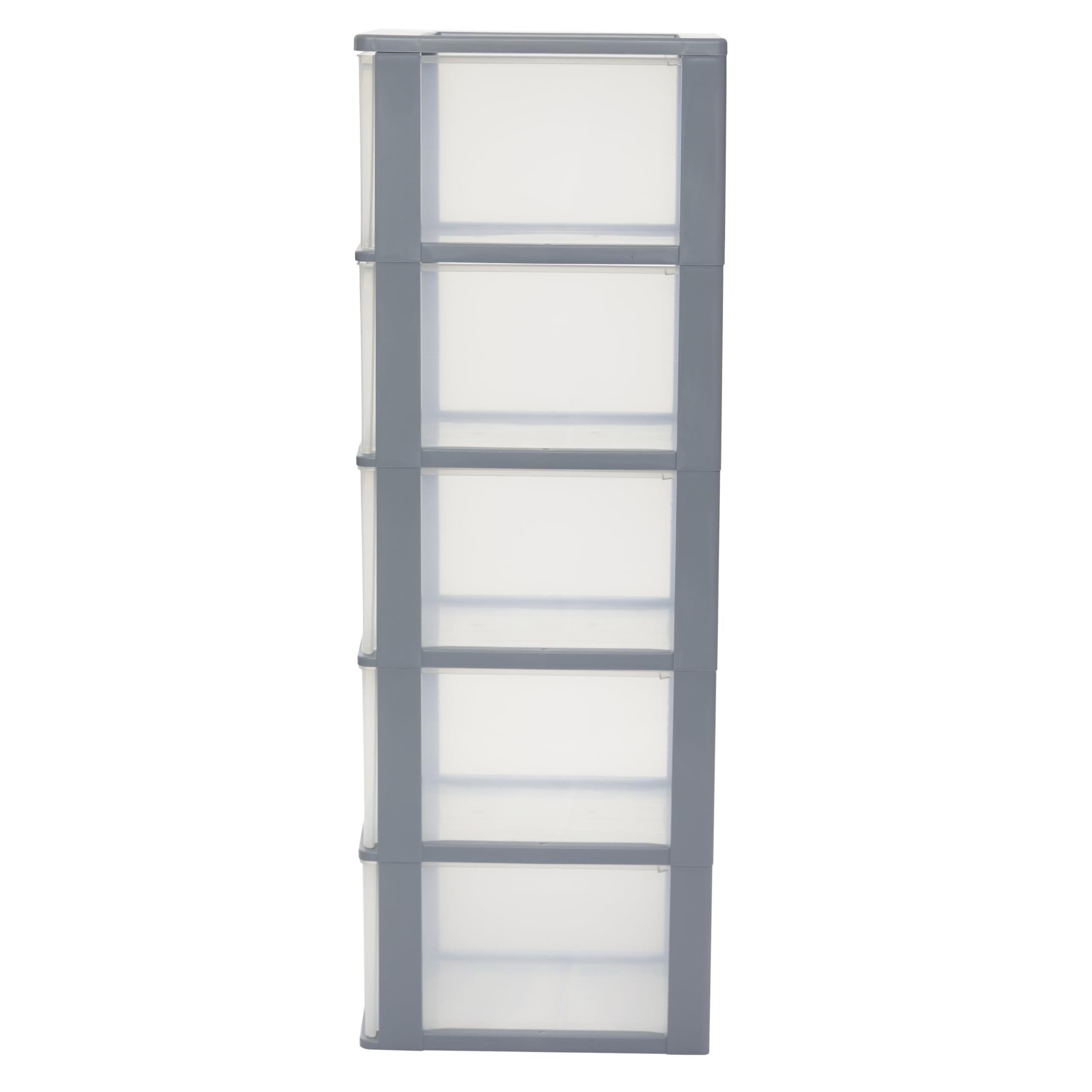 Iris Ohyama Cassettiera in Plastica, Portaoggetti, 5 Cassetti Grandi, Grigio, Apertura Facile, Formato A4, A5 e A6, Organizzatore, Per Ufficio, Scuola, Cartoleria, Senza BPA, Contenitore, OCH-2500
