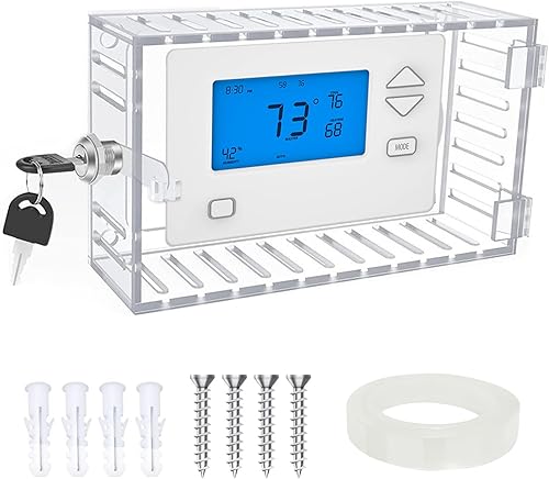 Caja de bloqueo de termostato universal con llave, cubierta de caja de bloqueo de CA con llave, protector de termostato transparente de pared,