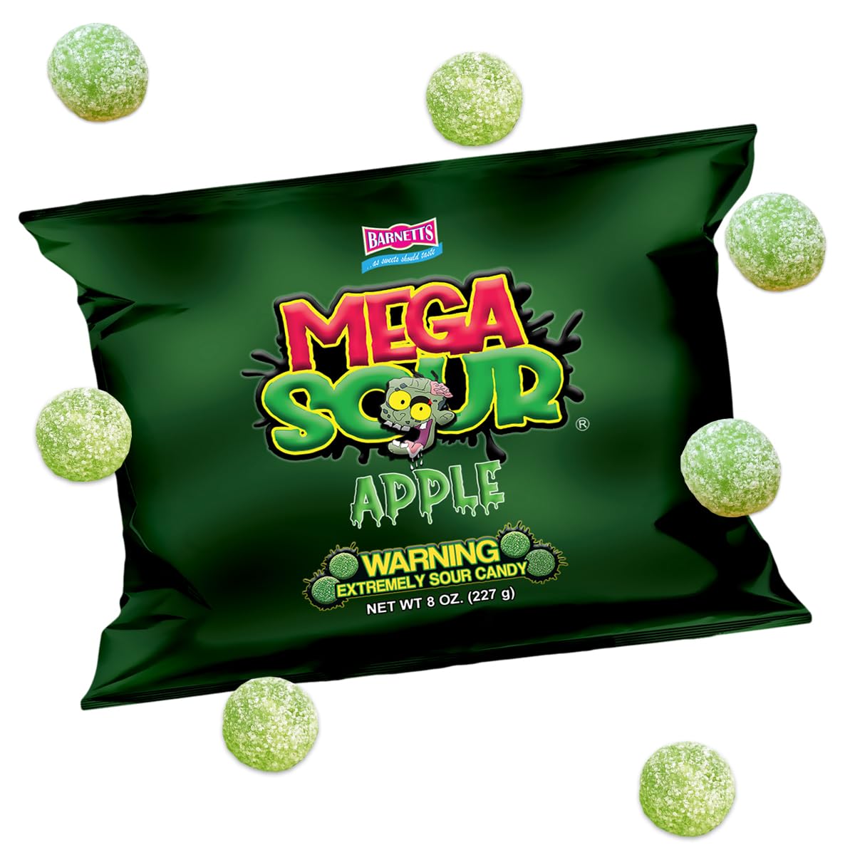 Mega Sour Candy Apple 227g - Trendy Sweet Bags - Traditionally Handmade Sweets - Sour Coating Lasts 20 Seconds - Candies for Party Bag, Gift Hamper, or Hamper Box