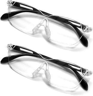 OKH 160% Magnifying Glasses Wearable Magnifier Hands-Free for Close Work Reading Sewing Hobby Craft, Ligh tweight(Non Lights, 2Pack)