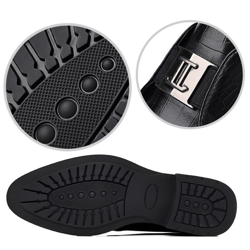 Men's Oxfords Business Dress Shoes Men's Pointed Toe Dress Oxfords Shoes Casual Retro Wedding Work Shoes Vintage Casual Slip On Hand Stitched Heel Wide Derby Shoes with Monk Strap Office Work Business4