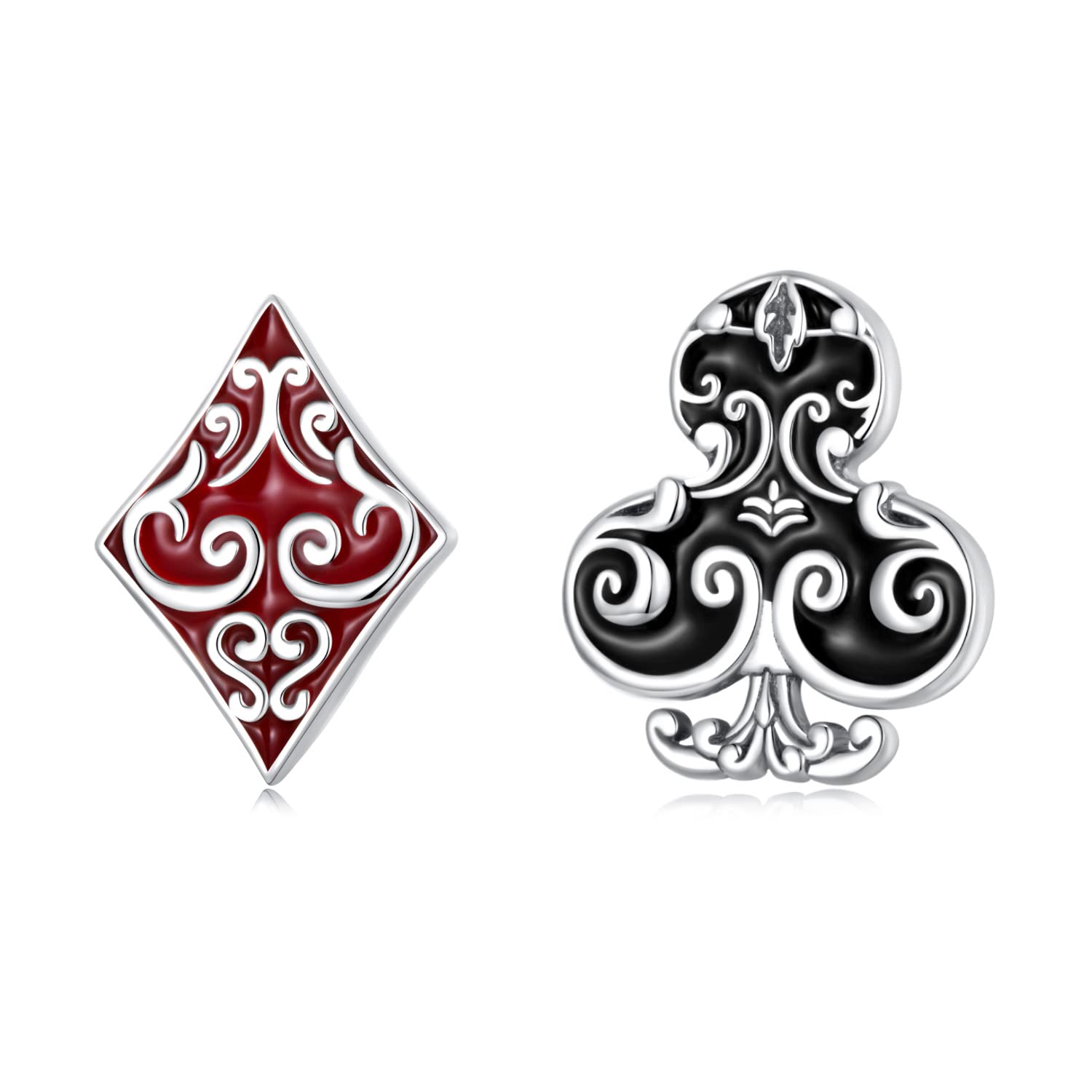RWRAPS Orecchini, Orecchini in Argento da Donna, Orecchini Asimmetrici a Bottone da Poker Orecchini in Argento Sterling 925