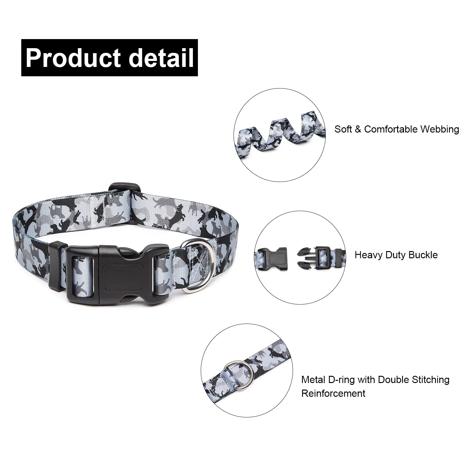 Adjustable Dog Collar with Patterns, Ultra Comfy Soft Nylon Breathable Pet Collar for Small Medium Large Dogs (L, Floral Orange) — view 42
