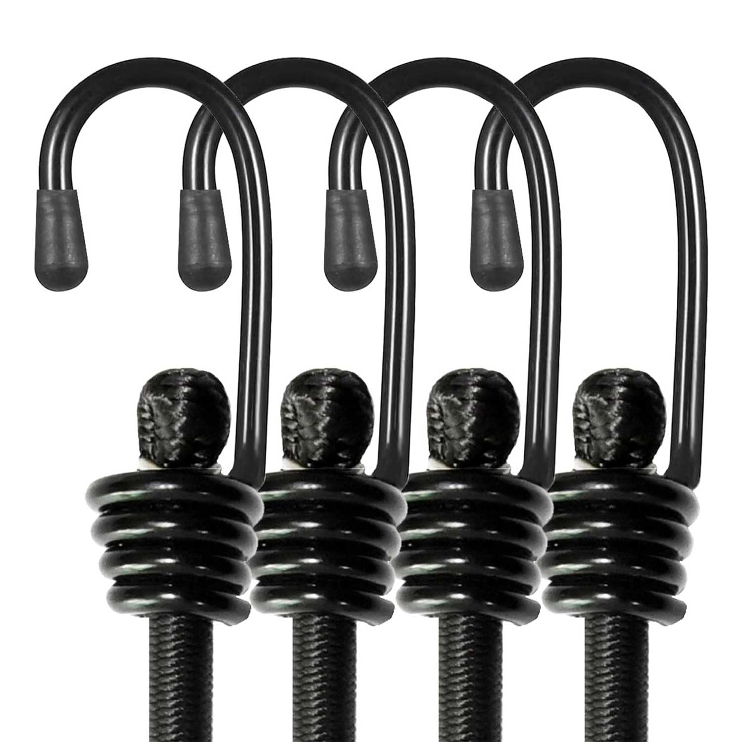 Bungee Cords with Hooks, 24inch Pack of 4 Elastic Bungee Straps, Heavy Duty Weatherproof & UV