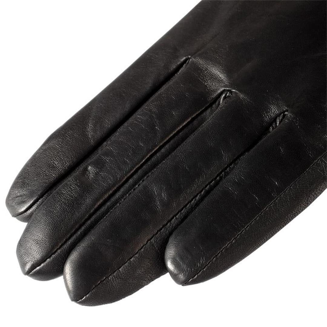 Guanti da donna in pelle nera con fodera in cotone Guanti invernali antivento da esterno Femaie Black 38