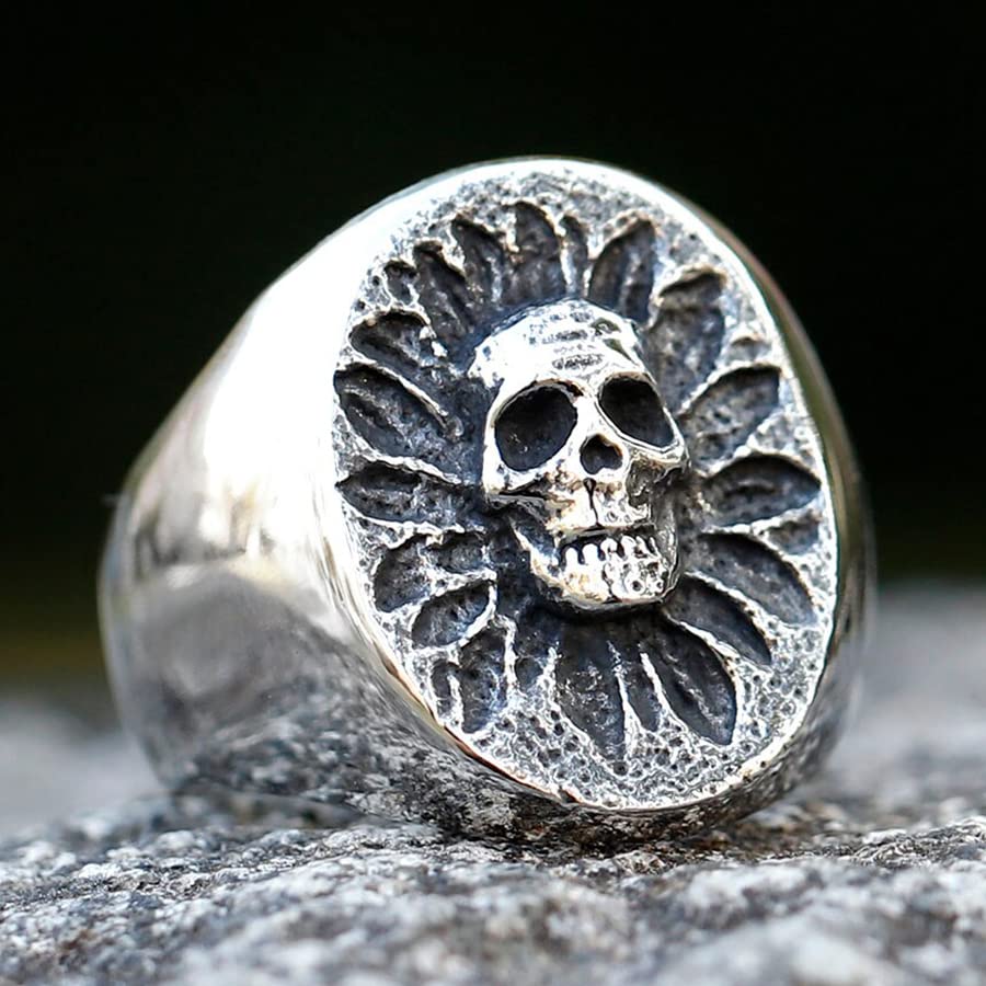 Image of 2023 Skull Ring Cool Evil Death Punk Rock Stainless Steel Rings Aly Style Jewelry