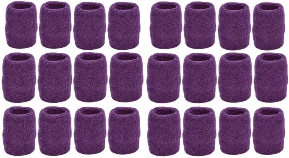 Unique Sports Athletic Performance Team Pack of 24 Wristbands (12 Pair) (Purple)