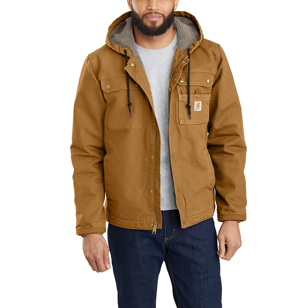 Carhartt Giacca Da Lavoro Vestibilità Comoda In Tessuto Washed Duck, Con Fodera In Tessuto Sherpa, Uomo, Marrone (Carhartt), XL