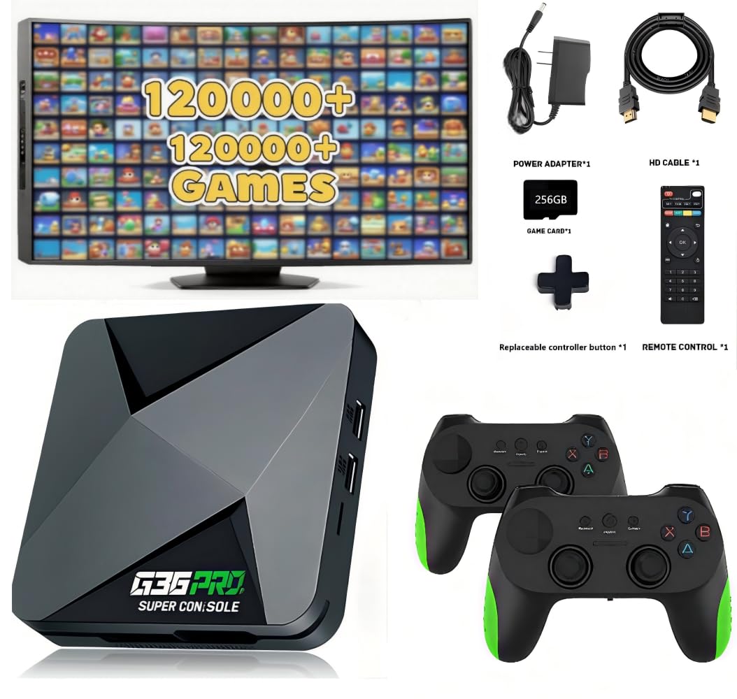 G36 Pro Retro Game Console (G11 Pro Upgrade), 120,000+ Games Plug and Play Video Game Console with 2 Wireless Controllers, 4K HDMI Output for TV