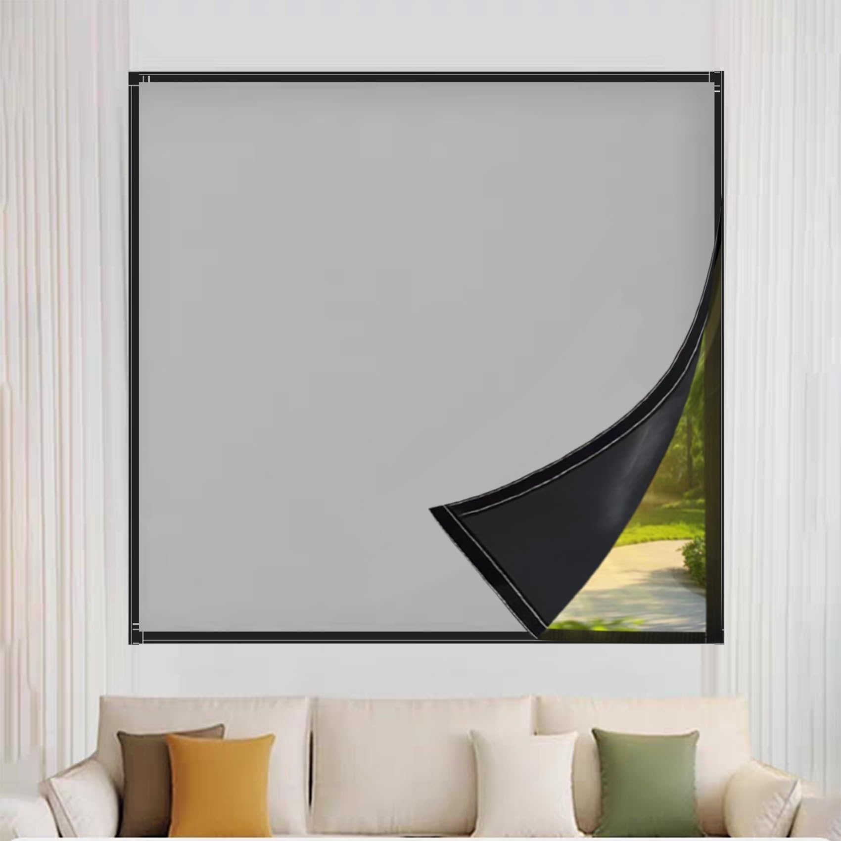 Stick on Curtains Blackout Blinds 150 x 180 cm, Thermal Blackout, Portable Lightweight, Adjustable, Multiple Sizes Stick on Blackout Blinds for Windows, With black tape for Travel, Grey