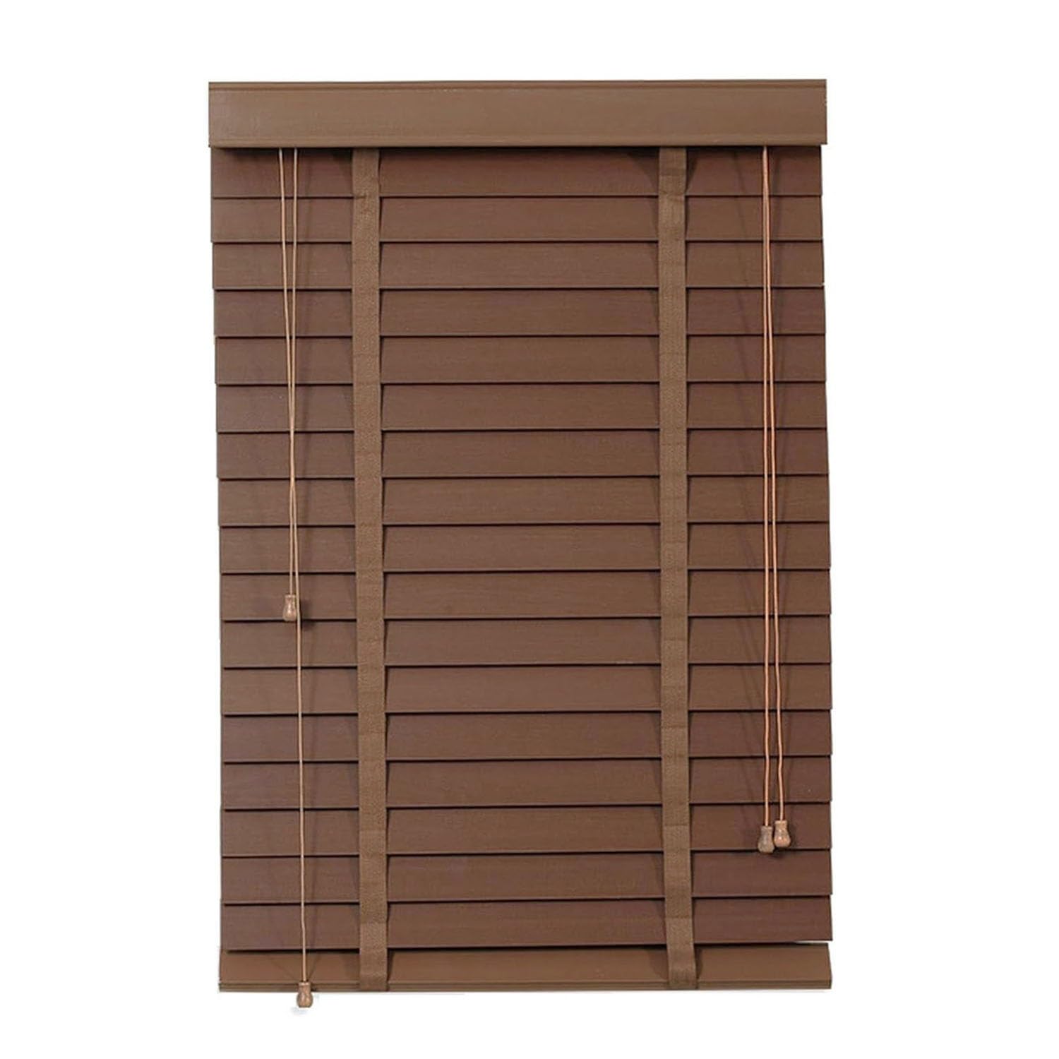 AJTXCSFOQL 5 cm Slats Wood Blind 80 85 170 90 95 65 70 110 125 130 150 Wide, Room Darkening Horizontal Window Blinds Shades, Cordless Mini Blind for Indoor Windows, Easy to Install(Light Brown)