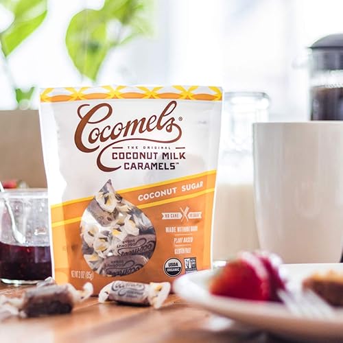 Miniatura 5 de Cocomels Caramelos de leche de coco con azúcar de coco, dulces orgánicos, sin lácteos, sin azúcar, veganos, sin gluten, sin OMG, sin azúcar de caña,