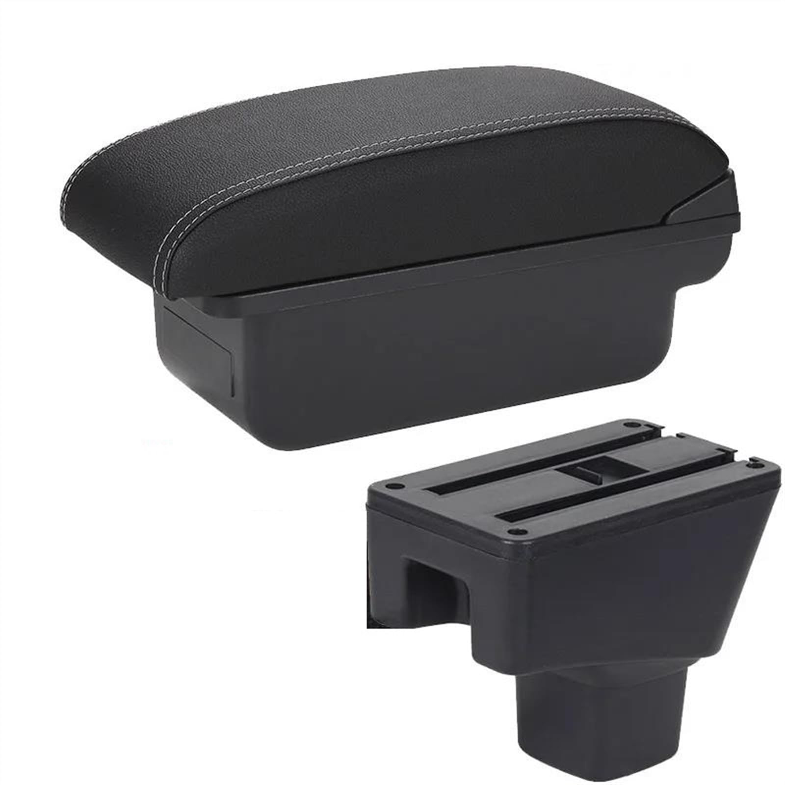 NOHEEU Armrest Box With Multifunctional Support PU Upholstered Car Interior Modification Accessories For SUZUKI SX4(C3 Black white NO USB)