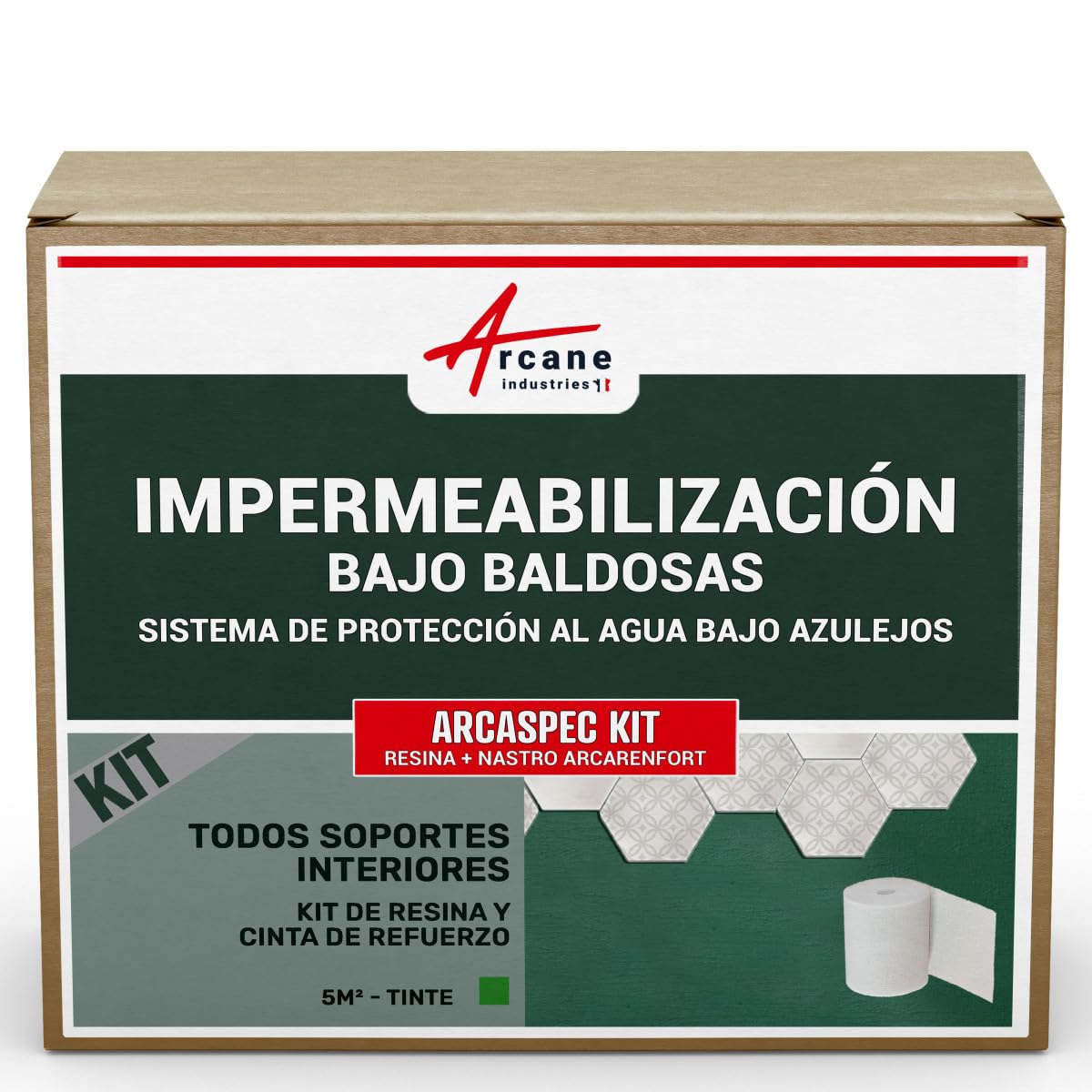 Membrana impermeabilizante para ducha en el suelo, aplicación bajo los azulejos - Kit SPEC ARCASPEC con BANDA ARCABAND - 5 m² - ARCANE INDUSTRIES