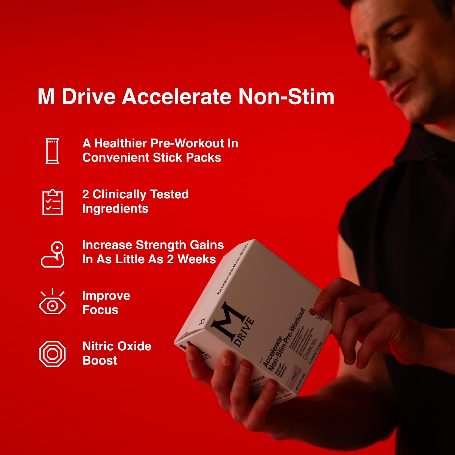 M Drive Accelerate Non-Stimulant Pre Workout Mixed Berry 30 Stick Packs — Amazon image 4