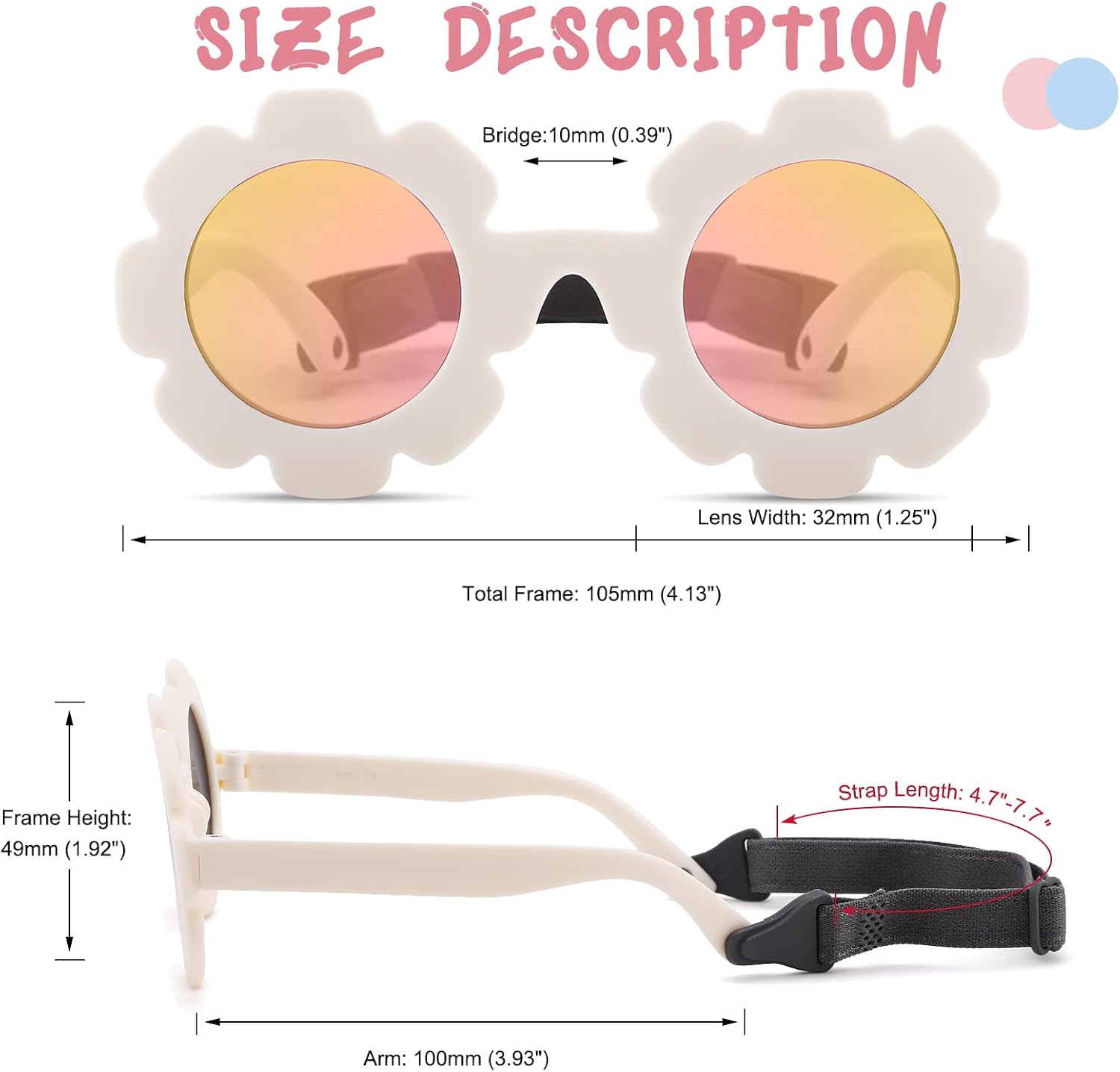 Miniatura 5 de COASION Lentes de sol flexibles y flexibles con correa para bebés recién nacidos y niñas de 0 a 24 meses