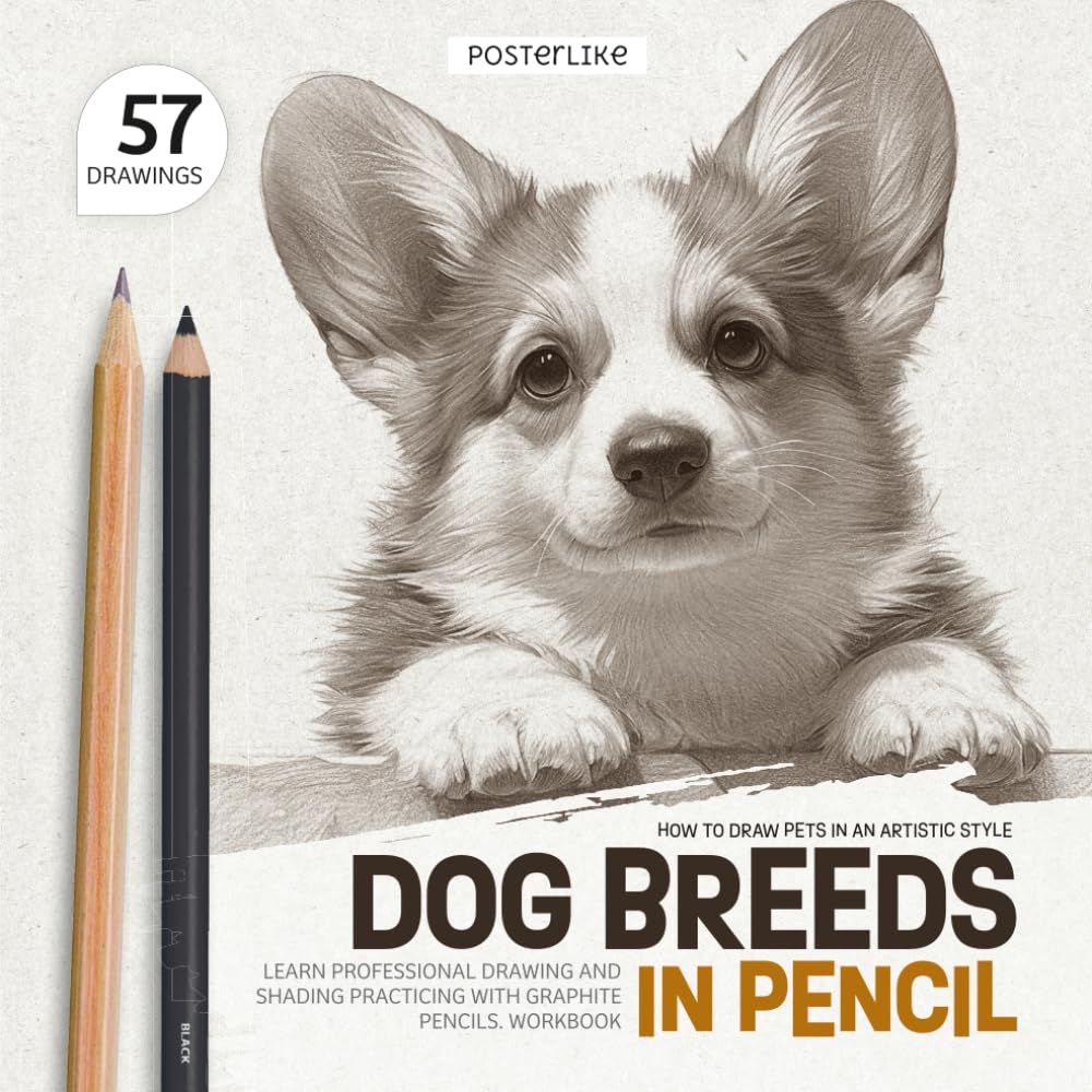 How to Draw Pets in an Artistic Style. Dog Breeds in Pencil: Learn Professional Drawing and Shading Practicing with Graphite Pencils. Workbook (Draw pets like a pro)