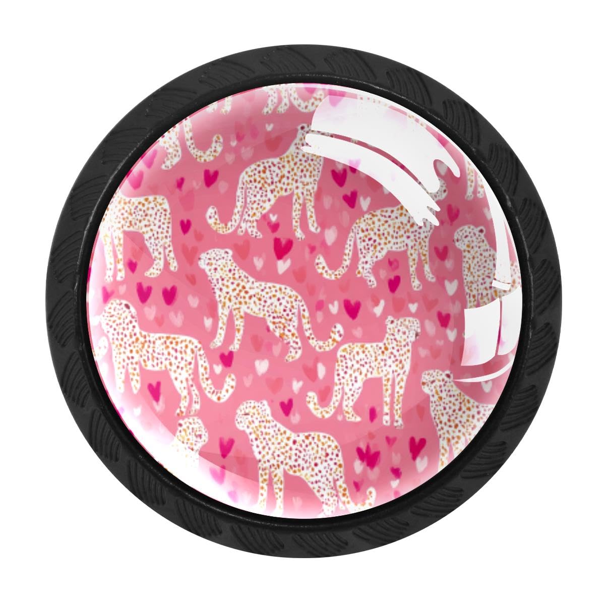 Heoeh Multi 7 4 Pcs Kitchen Cabinet Knobs, Leopard Hearts Drawer Knobs Dresser Handles
