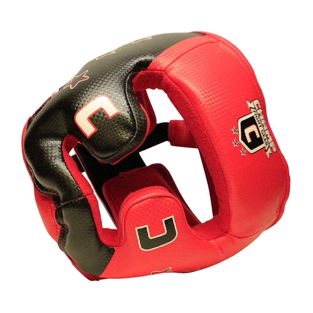 Woldorf USA Boxing Head Guard in Leather with Chin Protection (Blue, Medium)